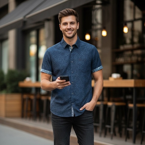 Robert Graham Men’s short sleeve classic button down blue paisley print shirt XL - Picture 8 of 8